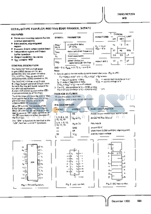 74HCT374 datasheet - OCTAL D-TYPE FLIP-FLOP POSITIVE EDGE TRIGGER 3-STATE