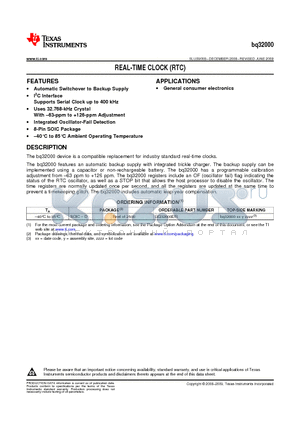 BQ32000 datasheet - REAL-TIME CLOCK (RTC)