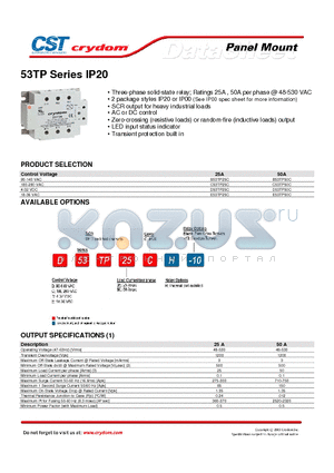 B53TP50C datasheet - PANEL MOUNT