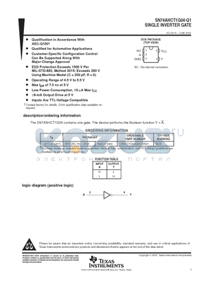 CAHCT1G04QDCKRQ1 datasheet - SINGLE INVERTER GATE