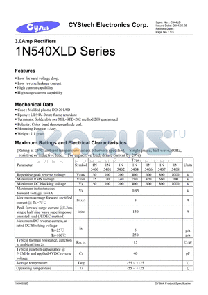 1N540XLD datasheet - 3.0Amp Rectifiers