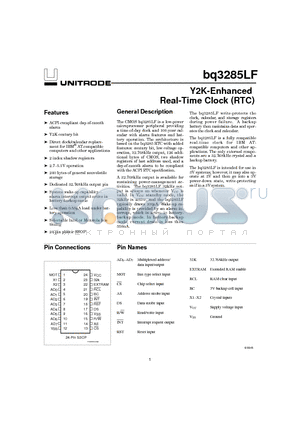 BQ3285LF-SS datasheet - Y2K-Enhanced Real-Time Clock (RTC)