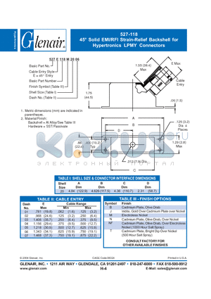 527E118B2007 datasheet - Solid EMI/RFI Strain-Relief Backshell