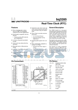 BQ3285P- datasheet - Real-Time Clock RTC