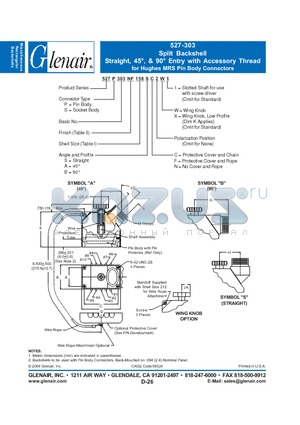 527P303LF datasheet - Split Backshell