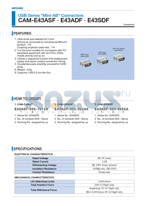 CAM-E43SDF datasheet - USB Series Mini-AB Connectors