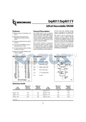 BQ4011-100 datasheet - 32Kx8 Nonvolatile SRAM