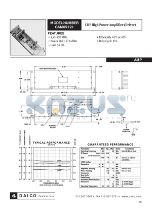 CAM09121 datasheet - UHF High Power Amplifier (Driver)