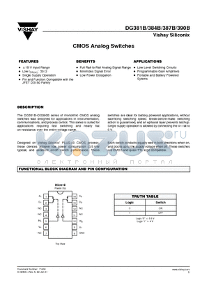DG381B datasheet - CMOS Analog Switches