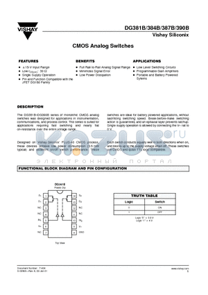 DG381BDJ datasheet - CMOS Analog Switches