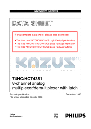 74HCT4351 datasheet - 8-channel analog multiplexer/demultiplexer with latch