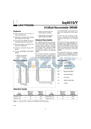 BQ4015YMS-85N datasheet - 512Kx8 Nonvolatile SRAM