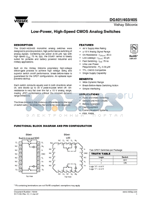 DG403DJ datasheet - Low-Power, High-Speed CMOS Analog Switches