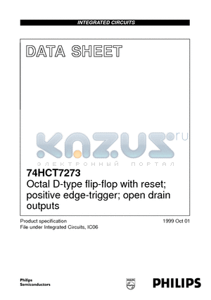 74HCT7273 datasheet - Octal D-type flip-flop with reset; positive edge-trigger; open drain outputs