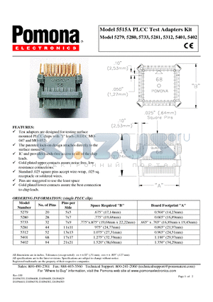 5280 datasheet - PLCC Test Adapters Kit