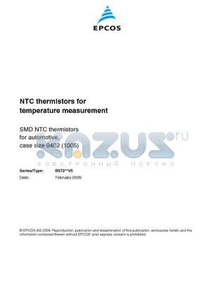 B57251V5472J060 datasheet - NTC thermistors for temperature measurement