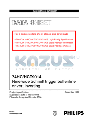 74HCT9014 datasheet - Nine wide Schmitt trigger buffer/line driver; inverting