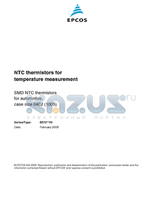 B57251V5103J060 datasheet - NTC thermistors for temperature measurement