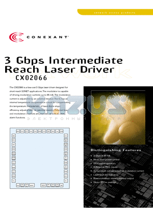 CX02066 datasheet - 3 GBPS INTERMEDIATE REACH LASER DRIVER