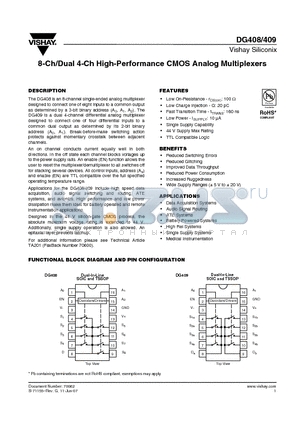 DG408DQ datasheet - 8-Ch/Dual 4-Ch High-Performance CMOS Analog Multiplexers