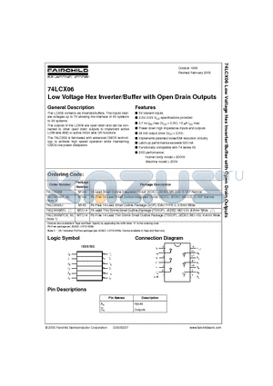 74LCX06SJX datasheet - Low Voltage Hex Inverter/Buffer with Open Drain Outputs