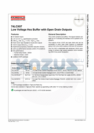 74LCX07M_08 datasheet - Low Voltage Hex Buffer with Open Drain Outputs