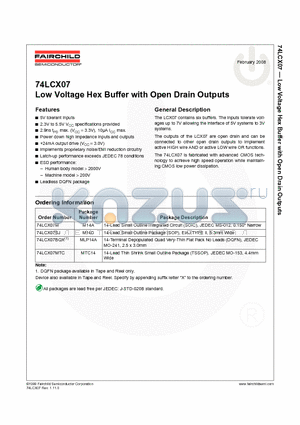 74LCX07_08 datasheet - Low Voltage Hex Buffer with Open Drain Outputs