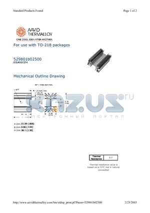 529801B02500 datasheet - For use with TO-218 packages