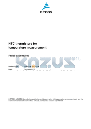 B57500K0103A001 datasheet - NTC thermistors for temperature measurement