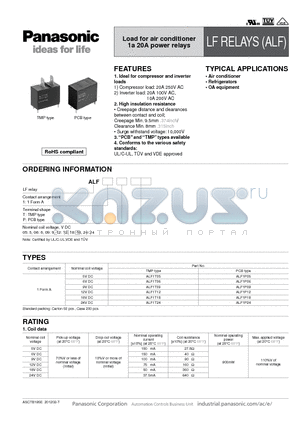 ALFG2PF12 datasheet - Load for air conditioner 1a 20A power relays