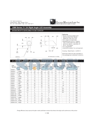 5300E15 datasheet - T-1 3/4 Right Angle LED Assembly