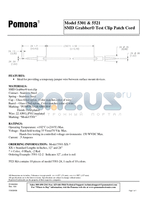 5301-24-0 datasheet - SMD Grabber Test Clip Patch Cord