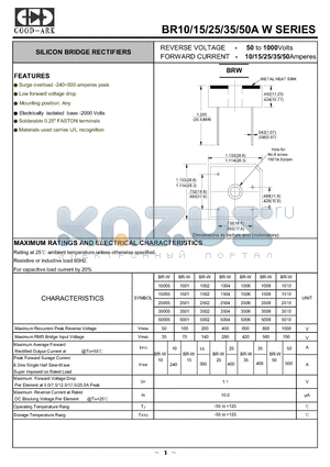 BR-W1501 datasheet - SILICON BRIDGE RECTIFIERS