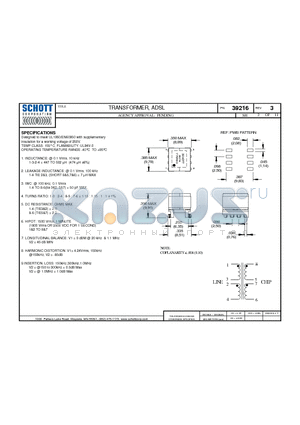 39216 datasheet - TRANSFORMER, ADSL