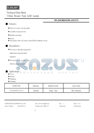 393-2SURD-S530-A3 datasheet - 7.9mm Round Type LED Lamps