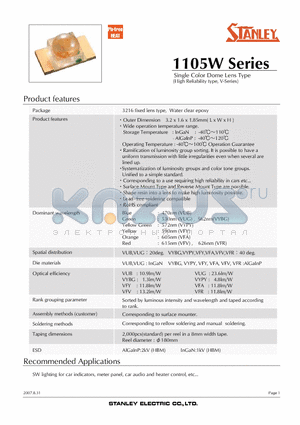 1105W datasheet - Single Color Dome Lens Type (High Reliability type, V-Series)