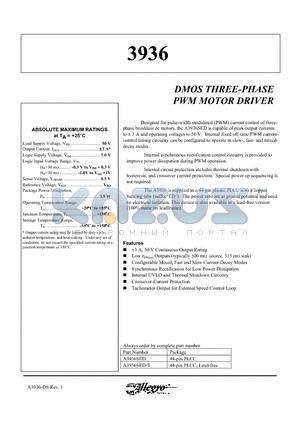 3936 datasheet - DMOS THREE-PHASE PWM MOTOR DRIVER