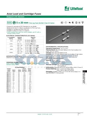 021306.3 datasheet - Axial Lead and Cartridge Fuses - Designed to IEC Standard