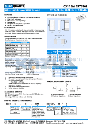 CX11SM datasheet - Frequency Range 32.768kHz and 100kHz to 180kHz