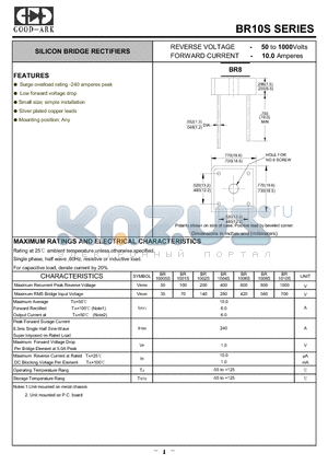 BR1001S datasheet - SILICON BRIDGE RECTIFIERS