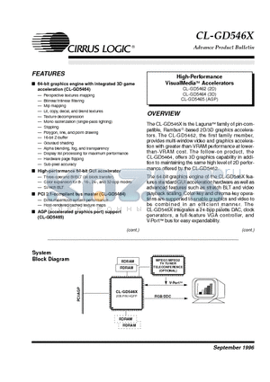 CL-GD5462 datasheet - 64-Bit Graphics Engine with Integrated 3D Game Acceleration(CL-GD5464)