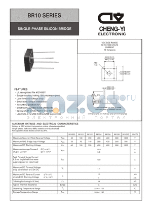 BR1005 datasheet - SINGLE-PHASE SILICON BRIDGE