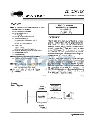 CL-GD54643D datasheet - 64-Bit Graphics Engine with Integrated 3D Game Acceleration(CL-GD5464)
