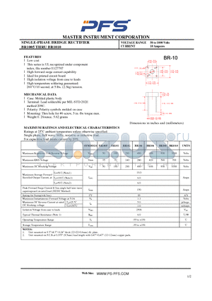 BR1005 datasheet - SINGLE-PHASE BRIDGE RECTIFIER