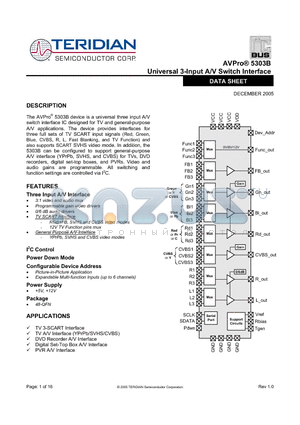 5303B datasheet - Universal 3-Input A/V Switch Interface