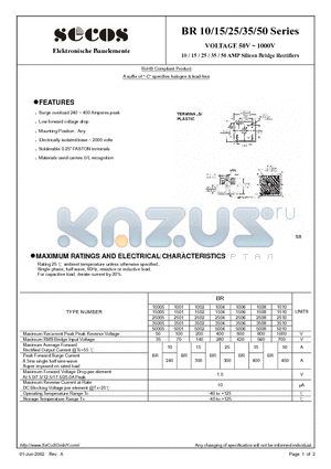 BR1008 datasheet - AMP Silicon Bridge Rectifiers