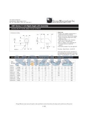 5307H3 datasheet - T-1 3/4 Right Angle LED Assembly