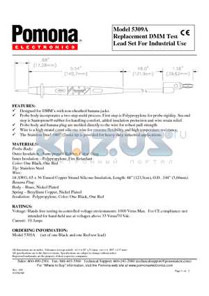 5309A datasheet - Replacement DMM Test Lead Set For Industrial Use