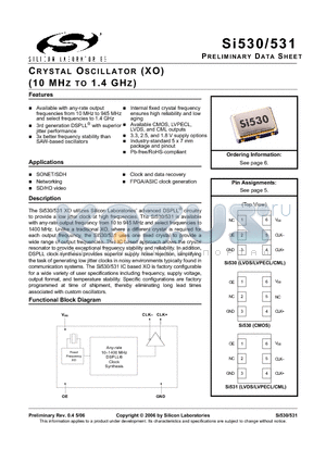 530CA622M080BGR datasheet - CRYSTAL OSCILLATOR (XO) (10 MHZ TO 1.4 GHZ)