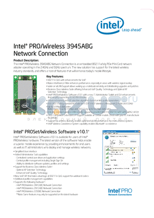 3945ABG datasheet - PRO/Wireless Network Connection